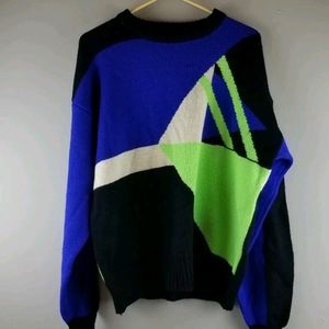 Vintage 80's Nils Large Blue Abstract Ski Sweater